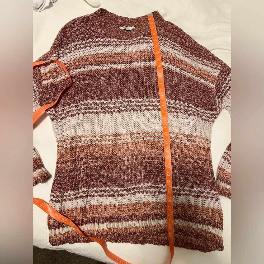 SOLD DO NOT BUY American Eagle Maroon/Pink/Brown Striped Knit Sweater - Size M - Picture 7 of 8